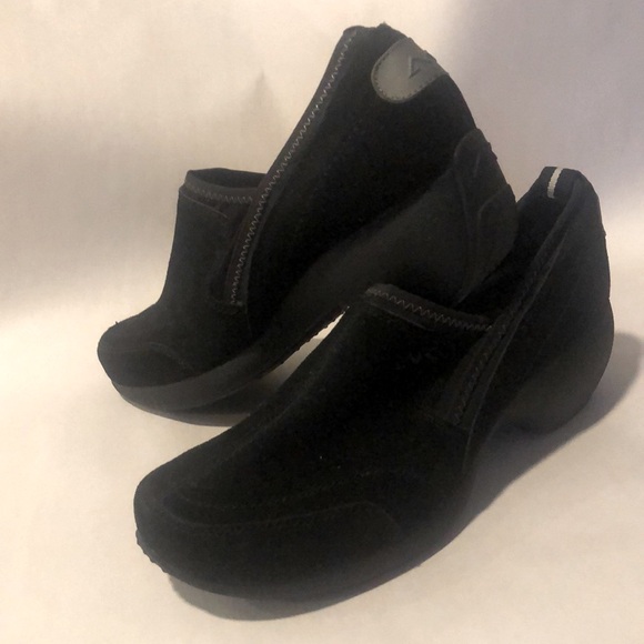Ann Klein sport women’s shoes black slip on chunky sole leather upper clogs - Picture 1 of 6